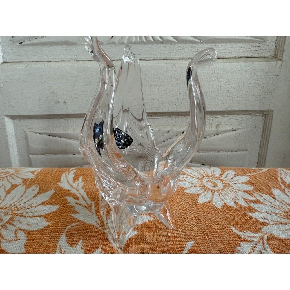 Vintage MCM Riekes Chalet Lead Crystal Candle Holder Art Glass - Picture 8 of 8